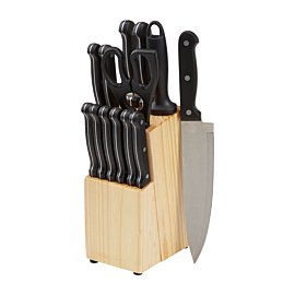 Set 14-Piece Knife From KichiKit Knife Set 14 Pieces, Iridescent German Stainless Steel Kitchen Knives Set with Wooden Block, Colourful Titanium Coating, Chef’s Knife