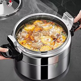 Pressure Cooker and Canner 11L Aluminum Cooker Pot w/Release Valve& Multiple Protective Devices, Stock Cooker Canner Compatible with Gas& Induction Cooker, with Plastic Handle