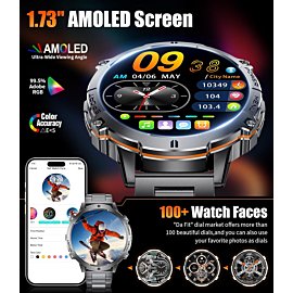 Smart Watch for Men with 900mAh,1.73" AMOLED Screen Smartwatch with 5ATM Waterproof,Always Display,100+ Sports Modes,Heart Rate Tracker, Smart Watch for Android iOS