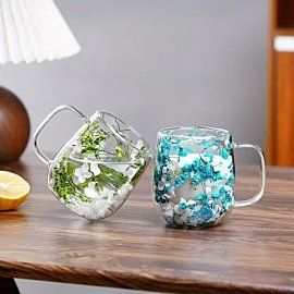 Replace ment Cups and Lids Glass Cups with Lids - Portable Drinking Glasses & Coffee Mugs, Includes Cup Covers/Straws, Perfect Gift for Collectors, Ideal for Office, Home, School, and Outdoor Use