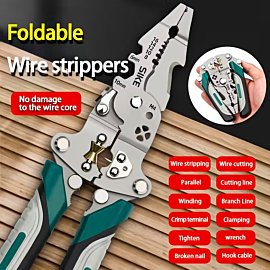 Collapsible Multi-Function Electrician's Industrial Grade Wire Stripper, Durable High Carbon Steel Precision Tool for Cutting, Crimping, and Stripping - Suitable for All Electrical Work 22