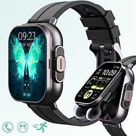 Smart Watch] 1.52" Synwoo Smart Watch, Touchscreen Outdoor Sports Watch | 410mAh Battery, Pedometer, 100+ Exercise Modes, Camera Control, Weather Forecast, Swimming Mode, Black Strap, Outdoor Fitness Gear