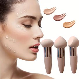 Makeup Sponge Beauty Shaped Mushroom Head, Peach Heart, Oblique Cut with Handle Powder Puff Sponge Beauty Makeup Egg Does Not Eat Powder, Dry And Wet Dual Use
