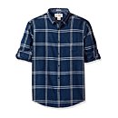 Mens New Cotton Stitched Sleeve Linen Blend Caro Pane Shirt