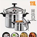 Pressure Cooker and Canner 11L Aluminum Cooker Pot w/Release Valve& Multiple Protective Devices, Stock Cooker Canner Compatible with Gas& Induction Cooker, with Plastic Handle