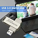 Mobile External Mobile Phone U Disk 64GB 128GB 256GB USB3.0 Type-C Dual-Interface Metal Car Phone Computer U Falsh Drive